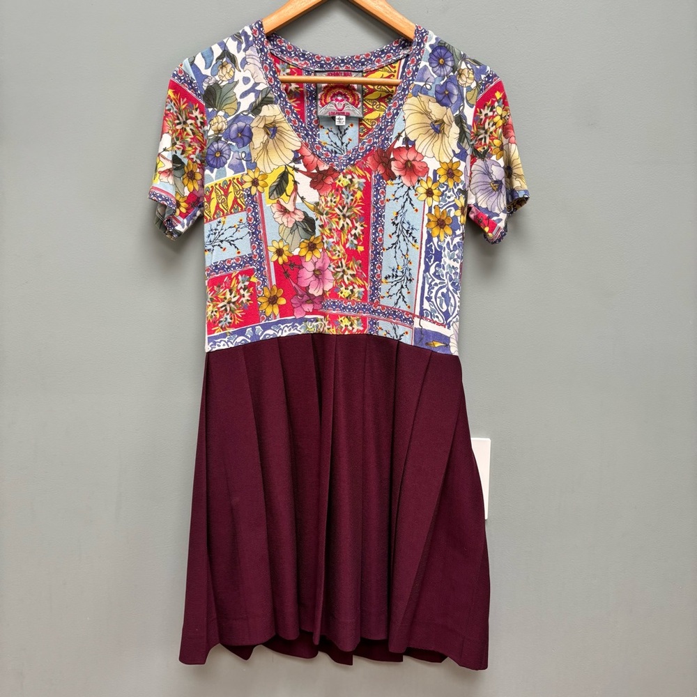 Johnny Was Short Sleeve Mini Pleated Dress XXS